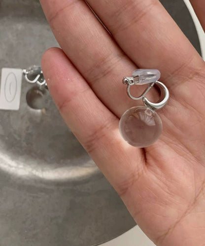 Brief Nude Stainless Steel Crystal Hoop Earrings