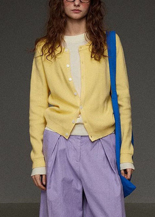 Brief Purple O-Neck Button Solid Knit Cardigans Fall