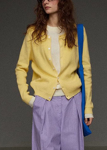 Brief Purple O-Neck Button Solid Knit Cardigans Fall