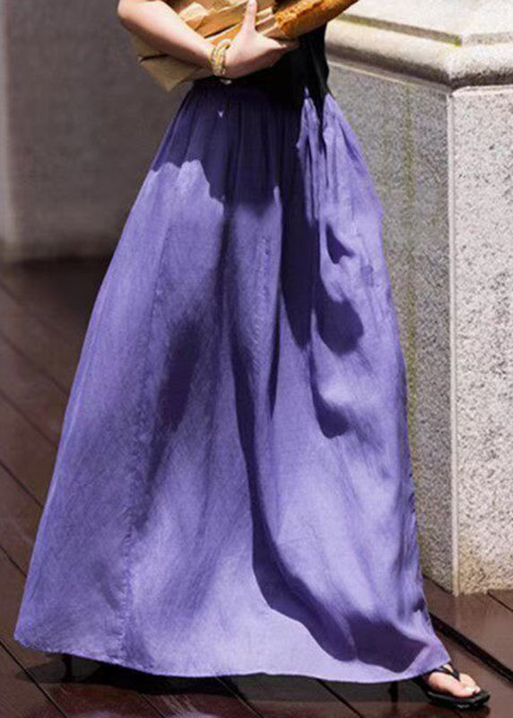 Brief Purple Patchwork Elastic Waist Maxi Skirts