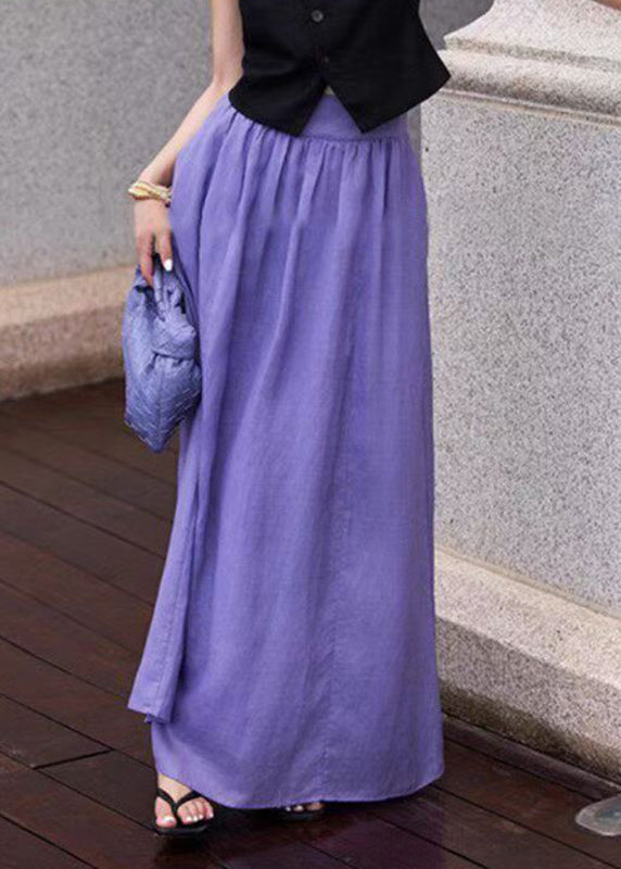 Brief Purple Patchwork Elastic Waist Maxi Skirts