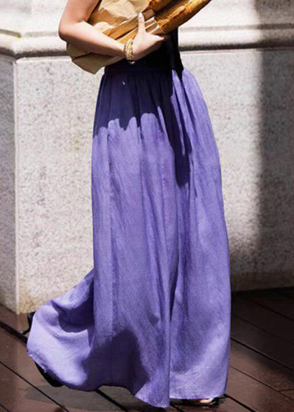 Brief Purple Patchwork Elastic Waist Maxi Skirts