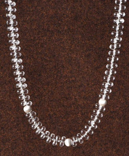 Brief Transparent Color Copper Overgild Crystal Beading Gratuated Bead Necklace