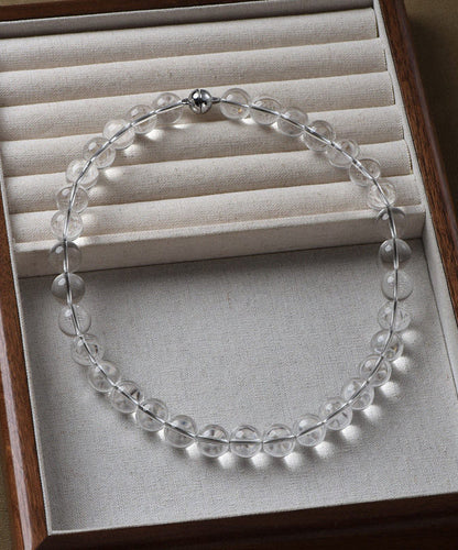 Brief White Copper Overgild Crystal Beading Lariat Necklace