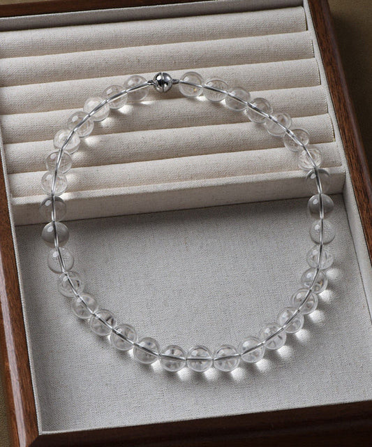 Brief White Copper Overgild Crystal Beading Lariat Necklace