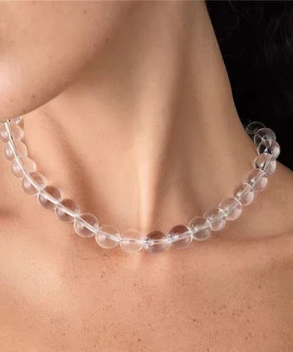 Brief White Copper Overgild Crystal Beading Lariat Necklace