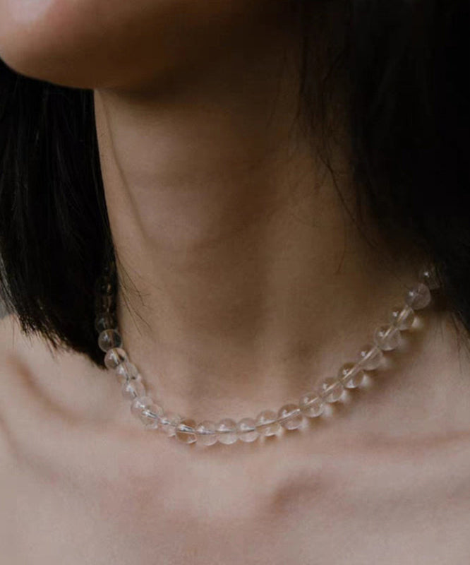 Brief White Copper Overgild Crystal Beading Lariat Necklace