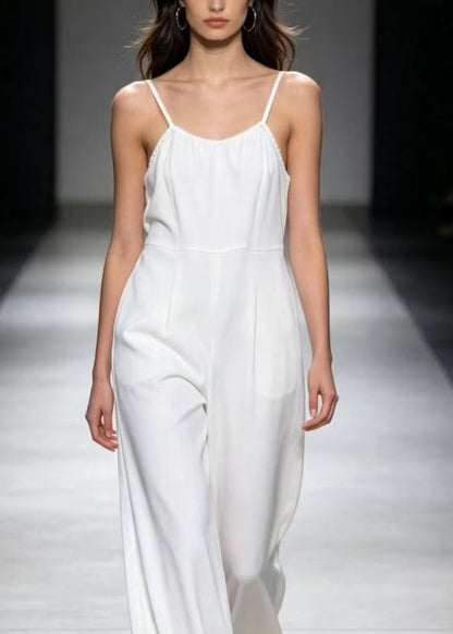 Brief White High Waist Patchwork Jumpsuit Summer