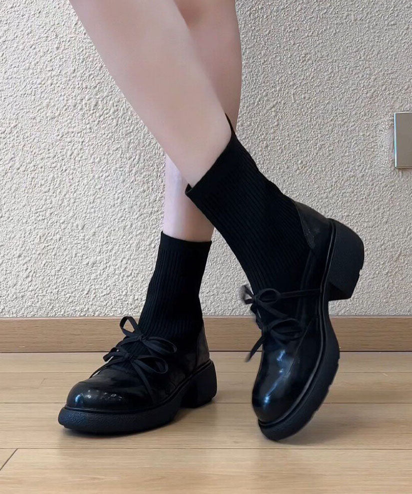 Brown Ankle Boots Faux Leather Stylish Splicing Boots