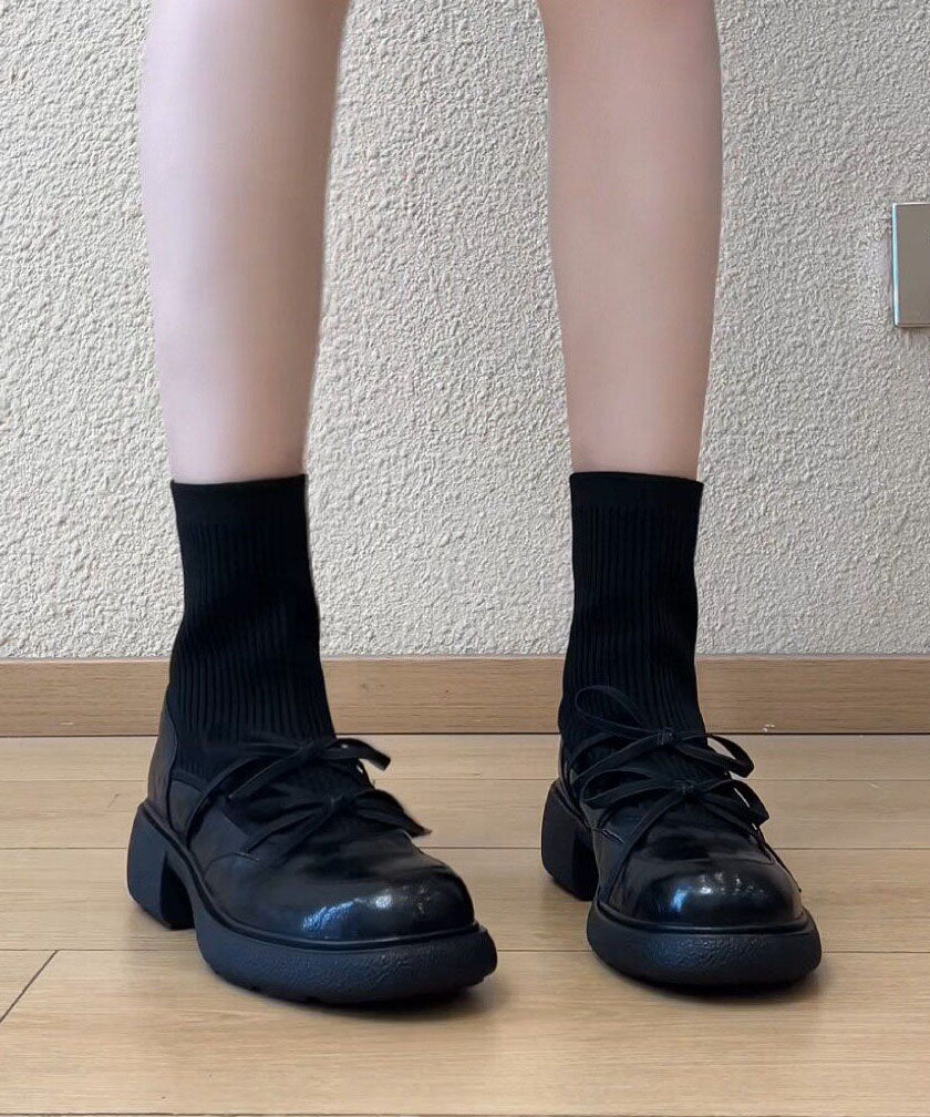 Brown Ankle Boots Faux Leather Stylish Splicing Boots