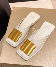 Load image into Gallery viewer, Brown Faux Leather Chic Sequined Splicing Slide Sandals