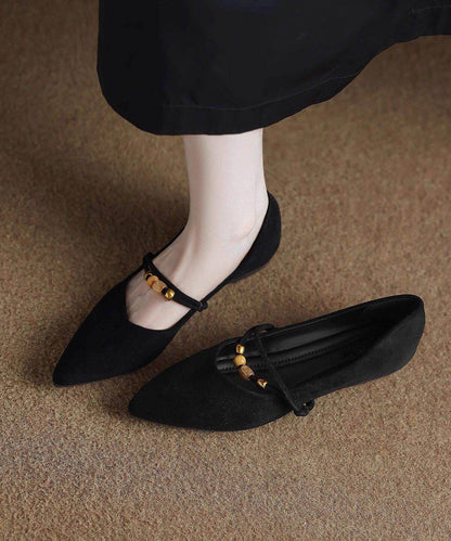 Brown Faux Leather Flat Feet Shoes Pointed Toe Flat Shoes