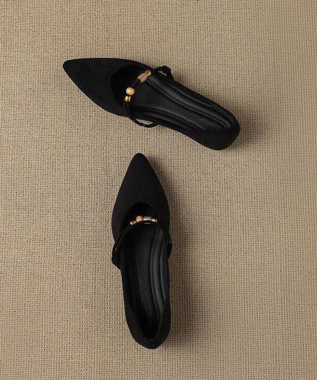 Brown Faux Leather Flat Feet Shoes Pointed Toe Flat Shoes