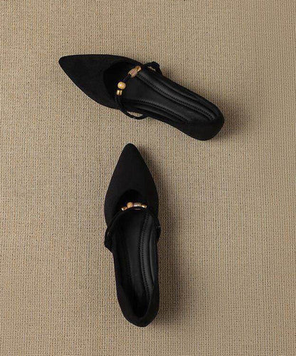 Brown Faux Leather Flat Feet Shoes Pointed Toe Flat Shoes