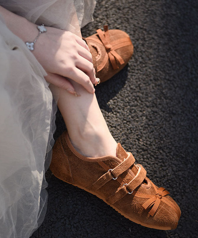 Brown Flat Shoes Buckle Strap Flat Shoes For Women