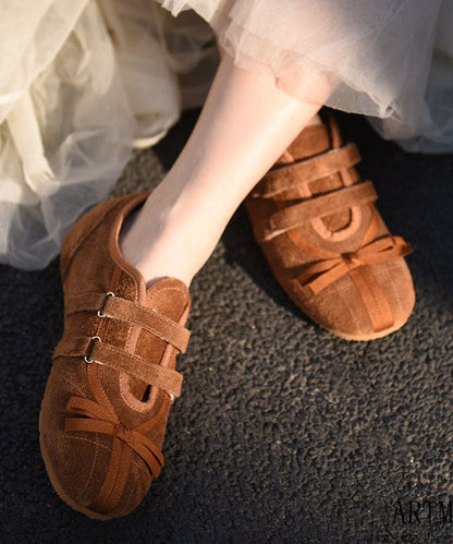 Brown Flat Shoes Buckle Strap Flat Shoes For Women