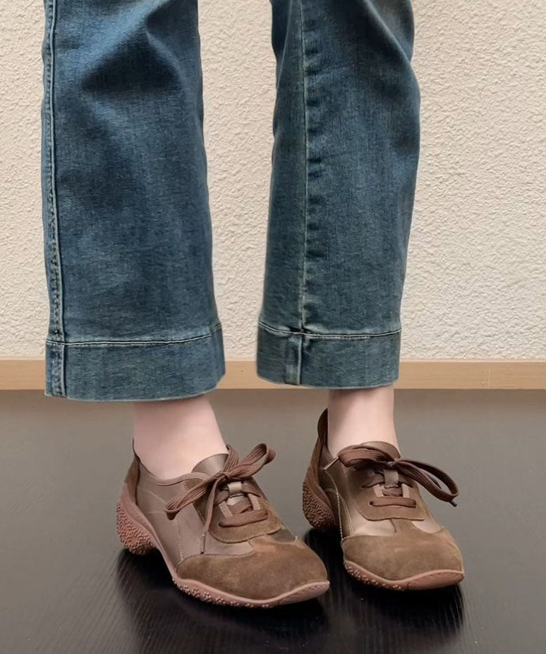 Brown Flat Shoes For Women Chunky Flat Shoes For Women