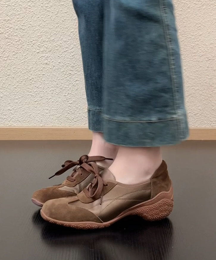 Brown Flat Shoes For Women Chunky Flat Shoes For Women