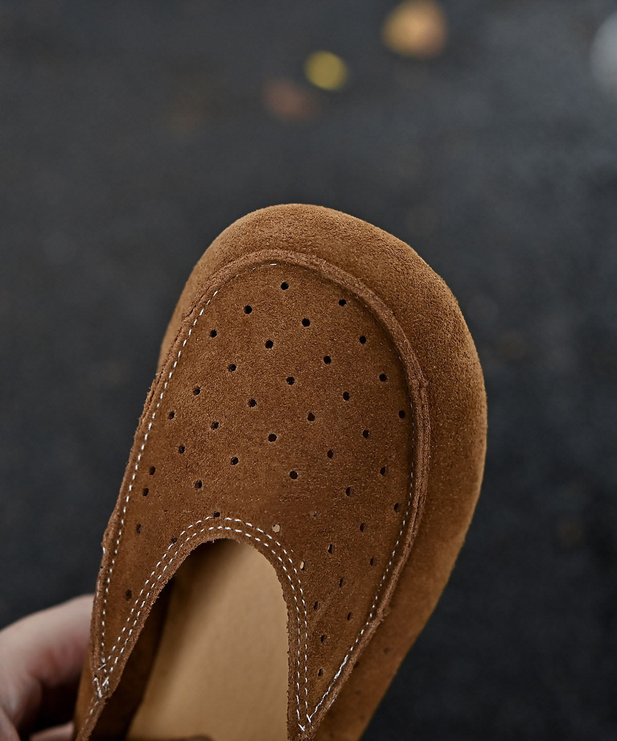 Brown Flat Shoes For Women Faux Leather Stylish Hollow Out Flat Shoes For Women