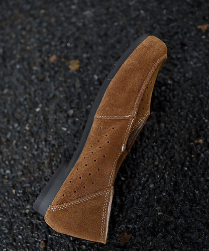 Brown Flat Shoes For Women Faux Leather Stylish Hollow Out Flat Shoes For Women