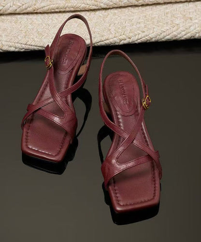 Brown Sandals Chunky Sheepskin Casual Sandals