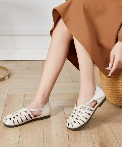 Brown Sandals Faux Leather Retro Hollow Out Sandals