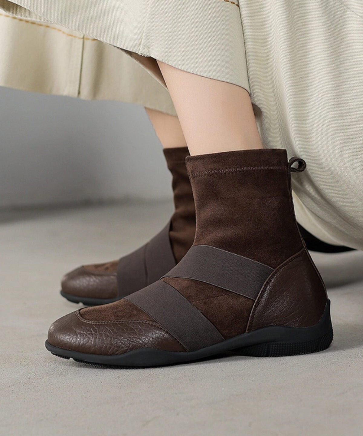 Brown Suede Casual Splicing Comfortable Boots