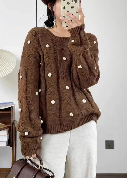 Brown Warm Knit Sweater Oversized Winter