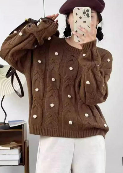 Brown Warm Knit Sweater Oversized Winter