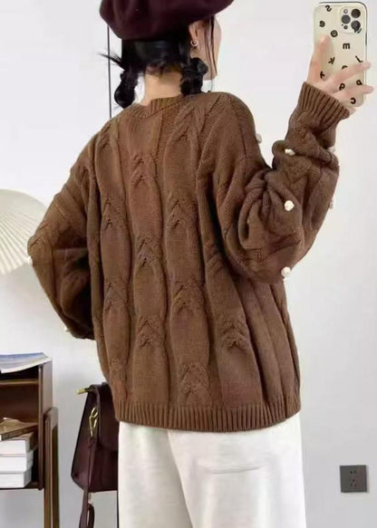 Brown Warm Knit Sweater Oversized Winter
