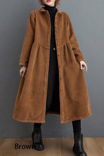 Load image into Gallery viewer, French blackish green corduroy coats Inspiration thick Cinched women coats ( Limited Stock)