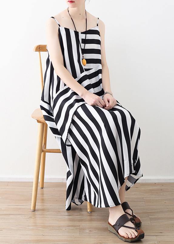 Buy black striped chiffon clothes For Women Plus Size Work Spaghetti Strap robes Summer Dress - SooLinen