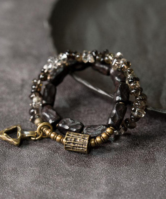 Casua Colorblock Copper Ebony Patchwor Crystal Unisex Charm Bracelet