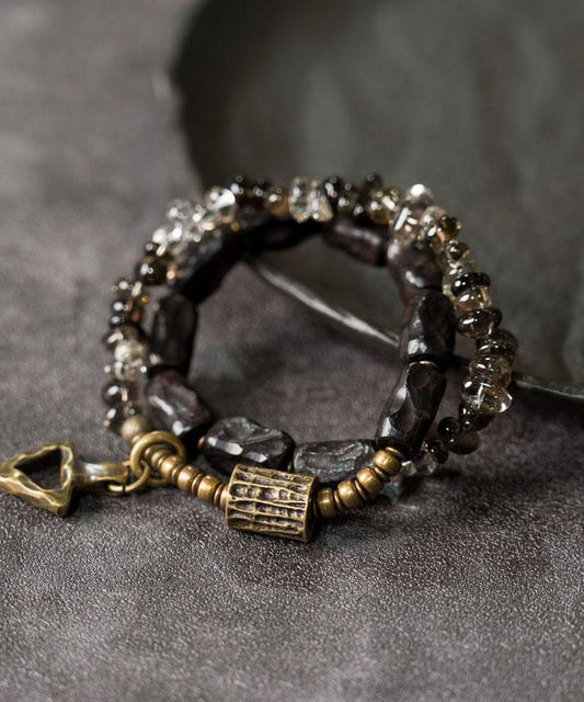 Casua Colorblock Copper Ebony Patchwor Crystal Unisex Charm Bracelet