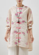 Load image into Gallery viewer, Casual Apricot Floral Chinese Button Linen Loose Shirt Top Spring