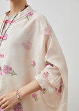 Load image into Gallery viewer, Casual Apricot Floral Chinese Button Linen Loose Shirt Top Spring
