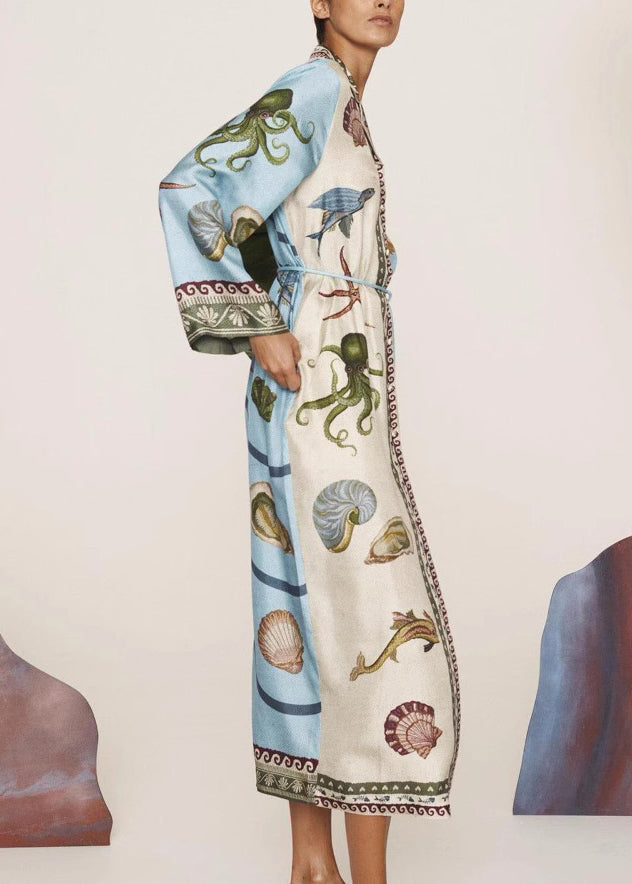 Casual Apricot Peter Pan Collar Print Button Long Shirts Dress Fall