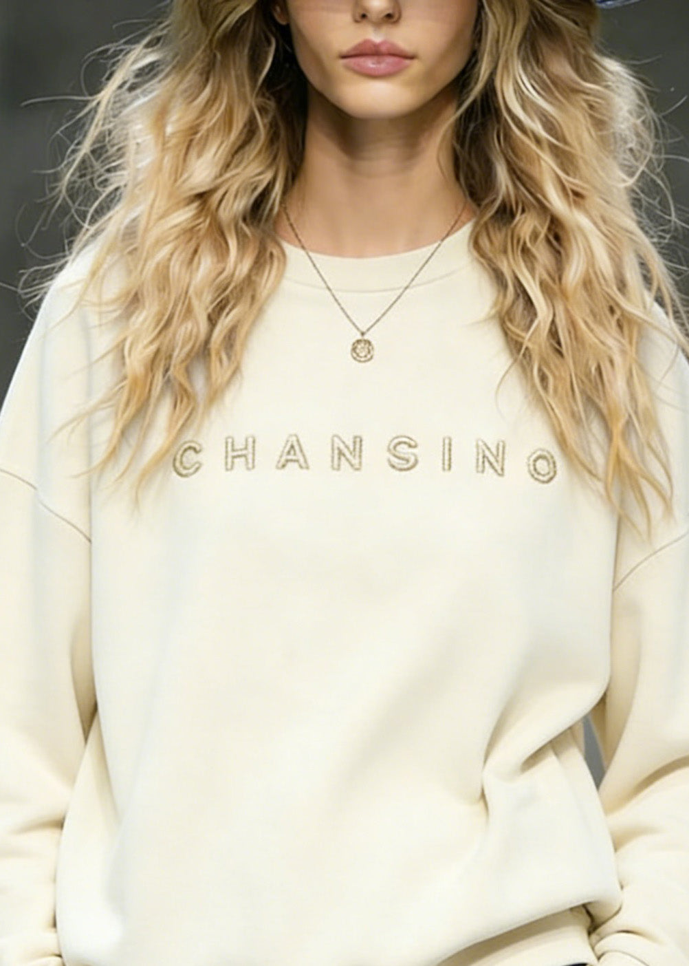 Casual Beige O-Neck Embroidered Cotton Top Spring
