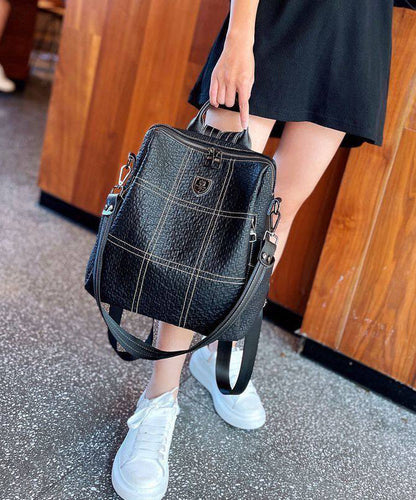 Casual Black Large Capacity Faux Leather Backpack Bag