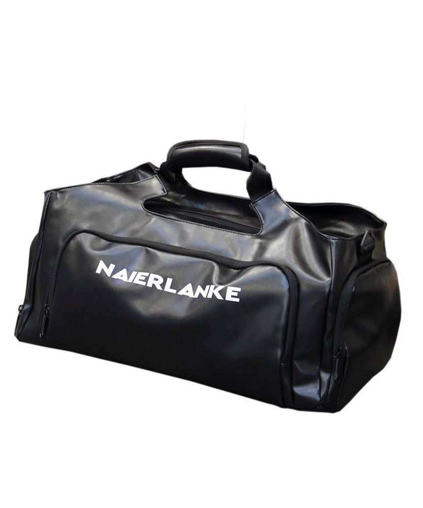 Casual Black Large Capacity Faux Leather Duffel Bag