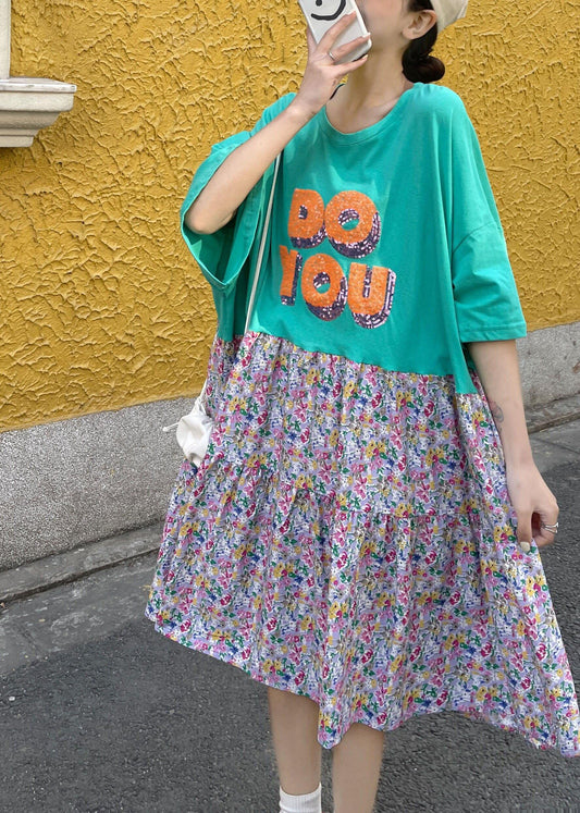 Casual Black O-Neck Patchwork Summer Half Sleeve Dresses - SooLinen