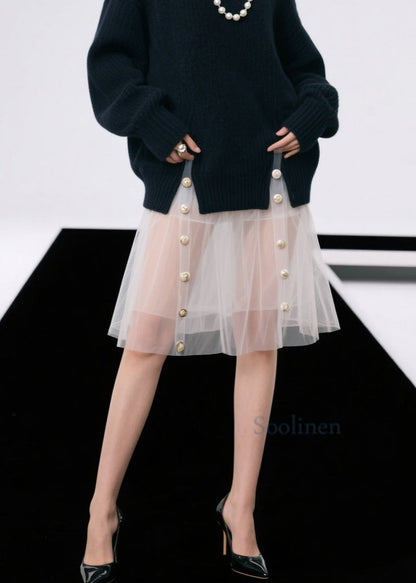 Casual Black O Neck Side Open Knit Pullover Fall