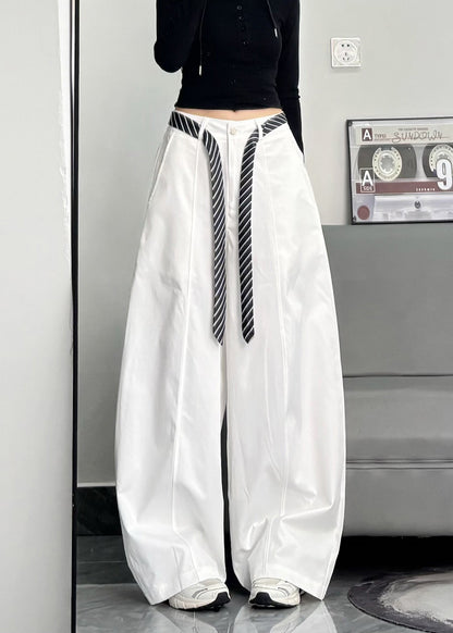 Casual Black Oversized Cotton Wide Leg Pants Trousers Spring