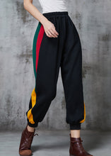Load image into Gallery viewer, Casual Black Oversized Patchwork Warm Fleece Harem Pants Spring