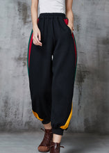 Load image into Gallery viewer, Casual Black Oversized Patchwork Warm Fleece Harem Pants Spring