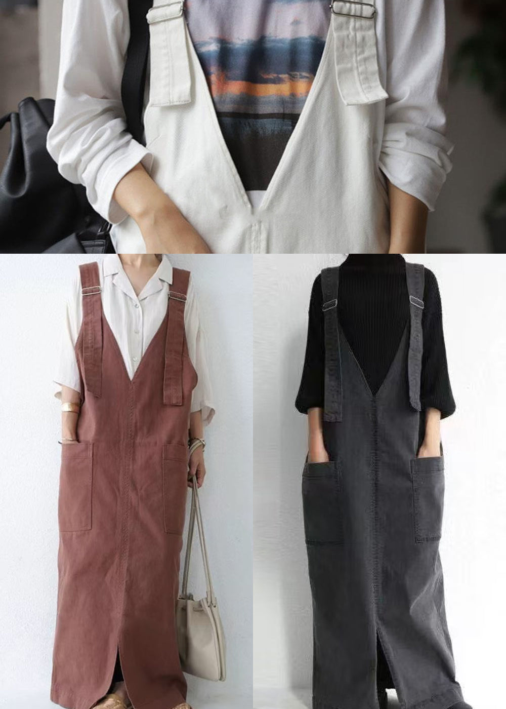 Casual Black Oversized Pockets Cotton Maxi Dresses Summer