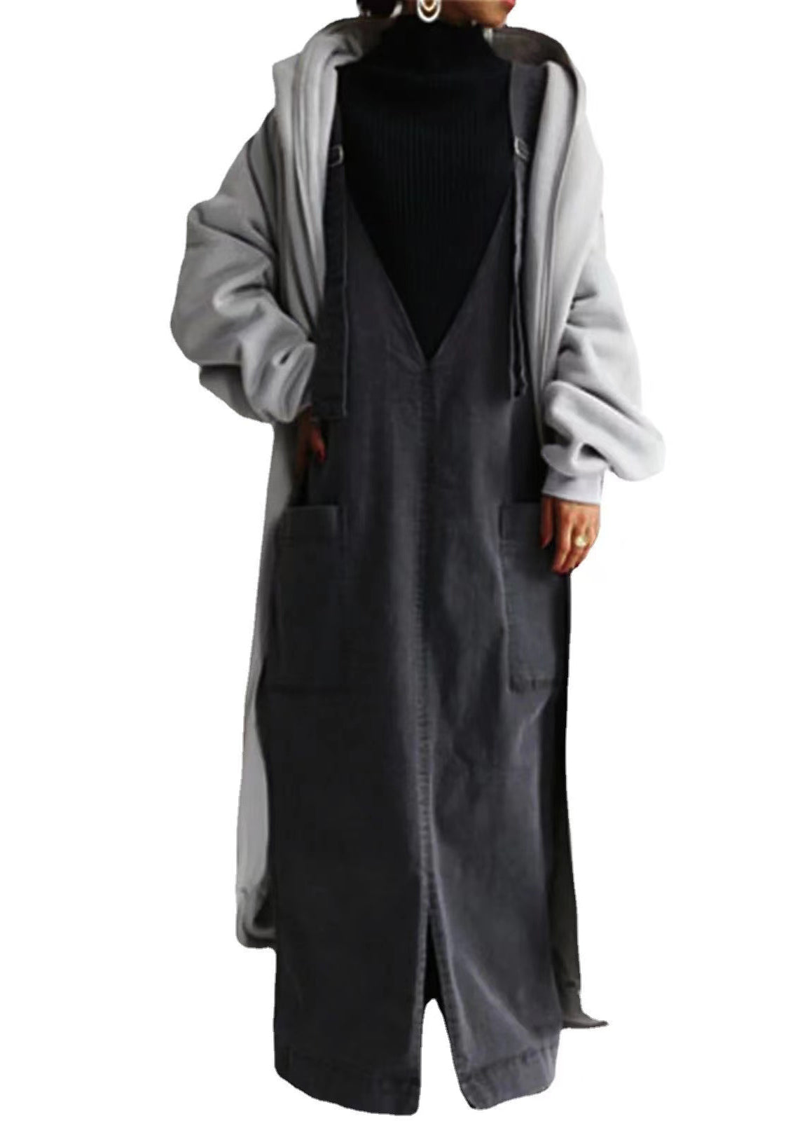 Casual Black Oversized Pockets Cotton Maxi Dresses Summer