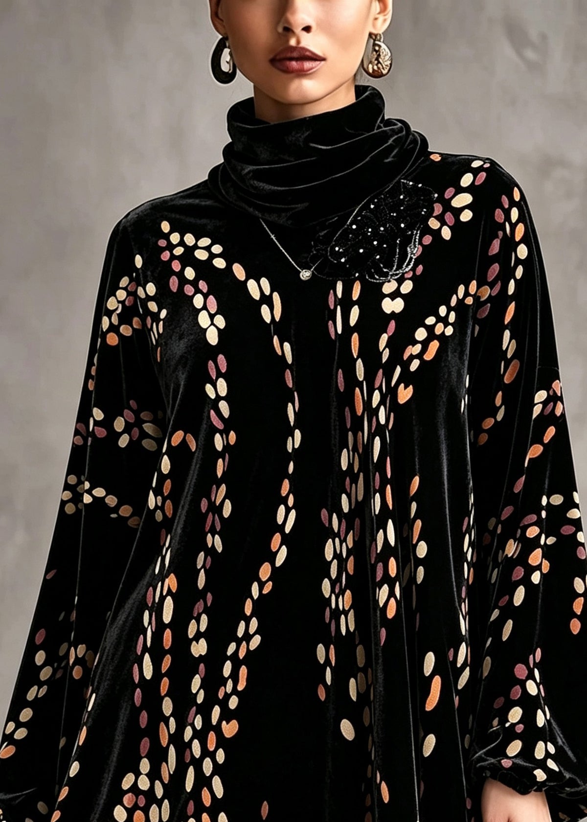 Casual Black Peter Pan Collar Dot Silk Velour Tops Fall
