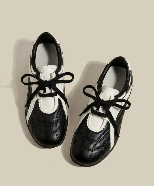 Casual Black Splicing Lace Up Faux Leather Wedge Sneakers