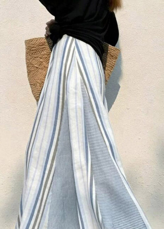 Casual Blue Asymmetrical Striped A Line Skirts